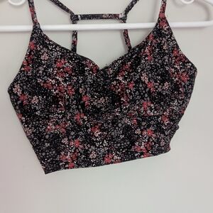 Floral Black and Pink Crop Top